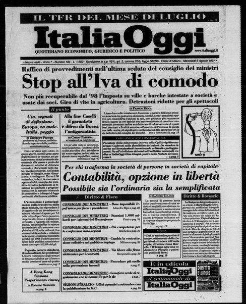 Italia oggi : quotidiano di economia finanza e politica